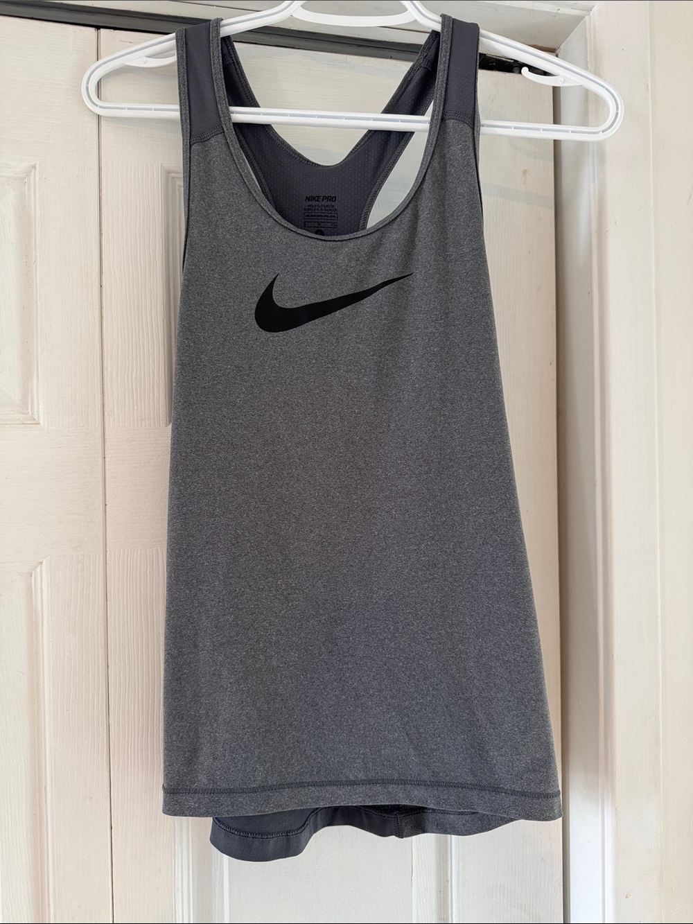 Nike Gray Racerback Athletic Tank with Black Swoosh